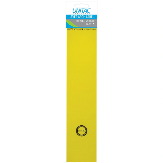Picture of Unitac Lever Arch Labels Yellow 12's