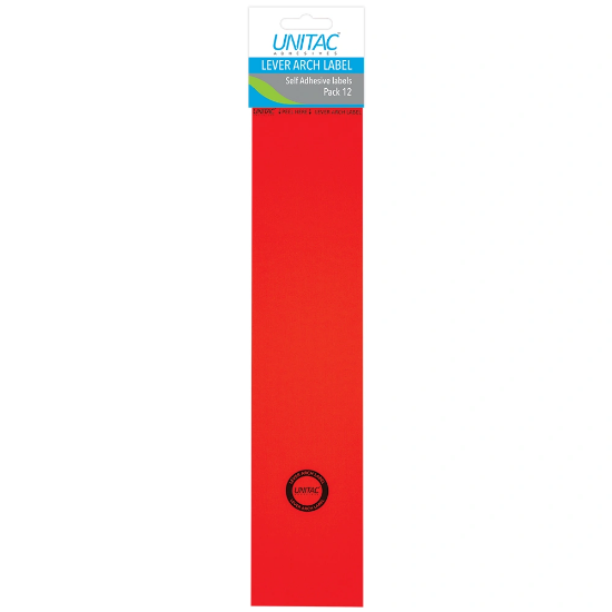 Picture of Unitac Lever Arch Labels Neon Red 12's