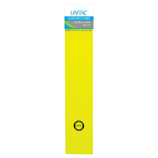 Picture of Unitac Lever Arch Labels Neon Yellow 12's