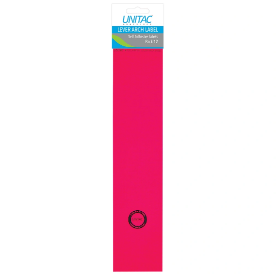 Picture of Unitac Lever Arch Labels Neon Pink 12's