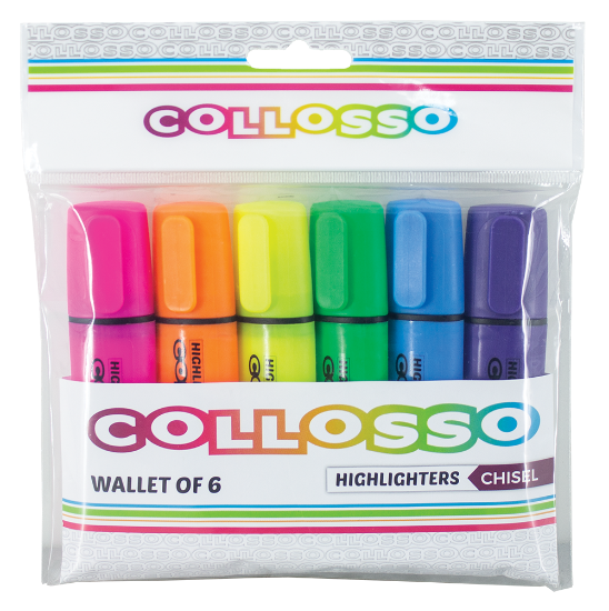 Picture of Collosso Highlighters Chisel Tip Wallet of 6