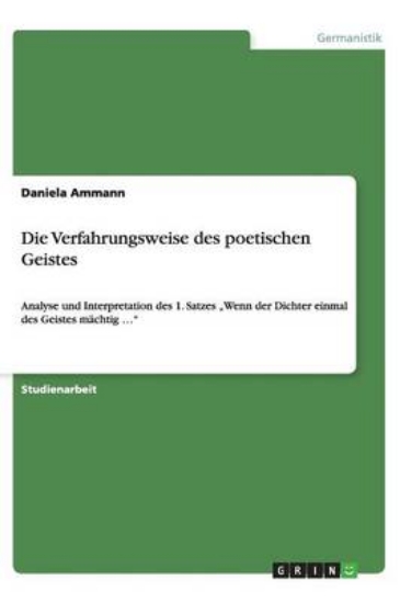 Picture of Die Verfahrungsweise Des Poetischen Geistes