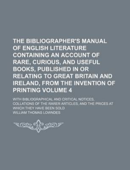 Picture of The Bibliographer's Manual of English Literature C