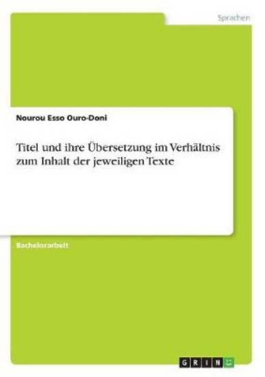 Picture of Titel und ihre UEbersetzung im Verhaltnis zum Inha