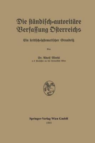 Picture of Die Standisch-Autoritare Verfassung Osterreichs