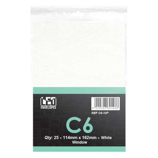 Picture of Envelopes C6 White Window S/S Pkt-25