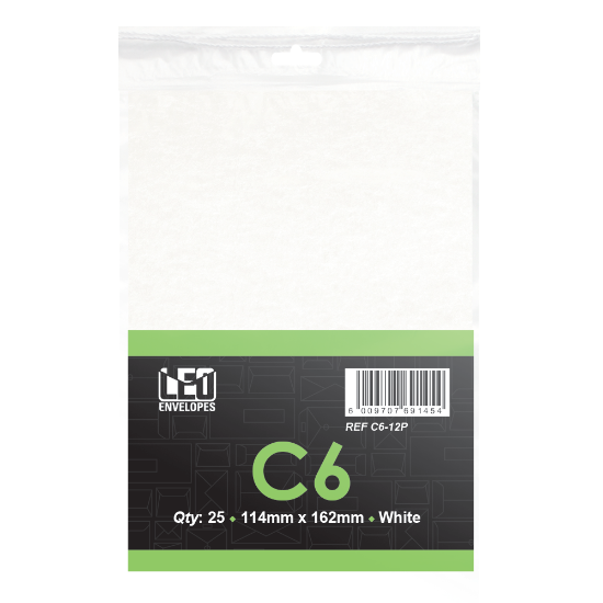 Picture of Envelopes C6 White S/S Pkt-25