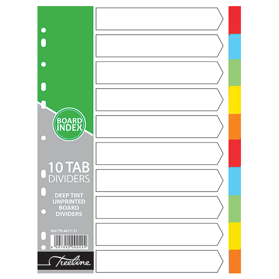 Picture of Dividers: A4 10 Tab Deep Tint Assorted 160gsm