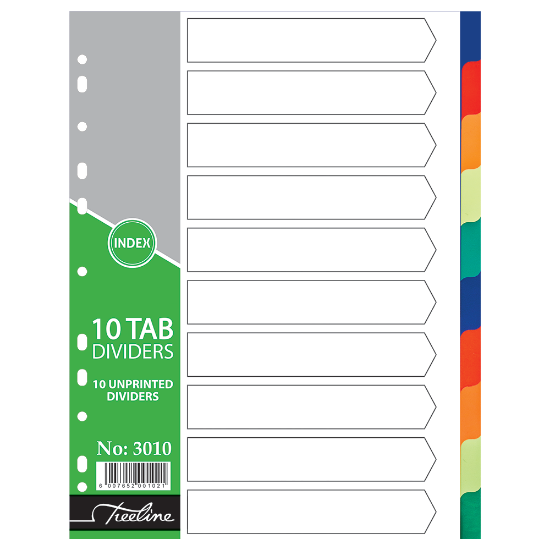 Picture of Dividers: A4 Index 10 Tab Rainbow 160 Micron