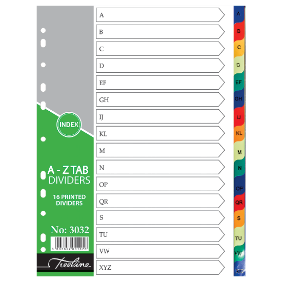 Picture of Dividers: A4 Index A To Z Rainbow 16 Part 140 Micr