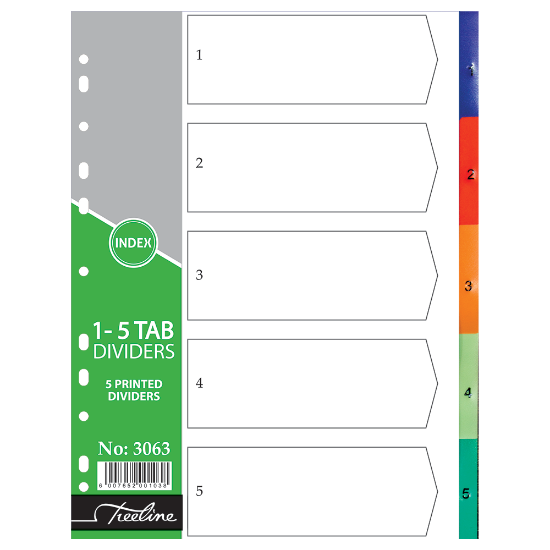 Picture of Dividers: A4 Index 1 To 5 Rainbow 160 Micron