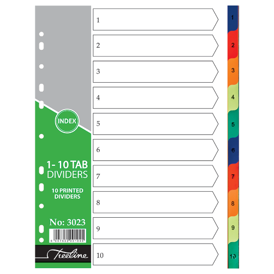 Picture of Dividers: A4 Index 1 To 10 Rainbow 160 Micron