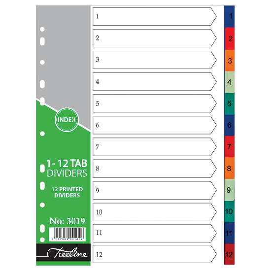 Picture of Dividers: A4 Index 1 To 12 Rainbow 140 Micron