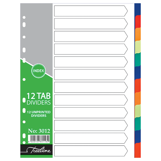 Picture of Dividers: A4 Index 12 Tab Rainbow 160 Micron