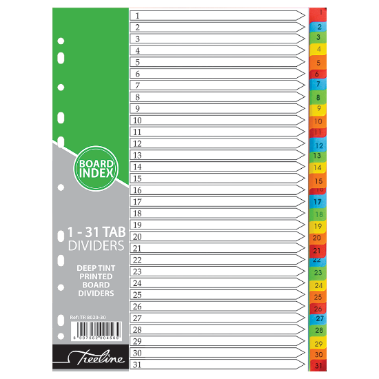 Picture of Dividers: 1 - 31 Deep Tint Assorted