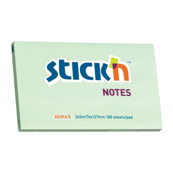 Picture of Adhesive Notes: 76mm X 127mm Pastel Green Each