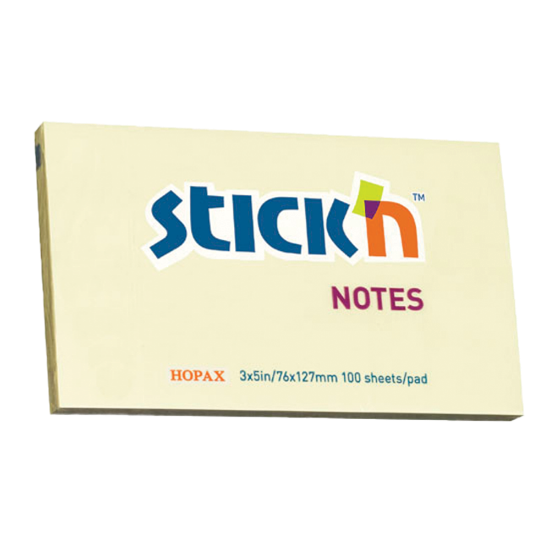 Picture of Adhesive Notes: 76mm X 127mm Pastel Yellow Each