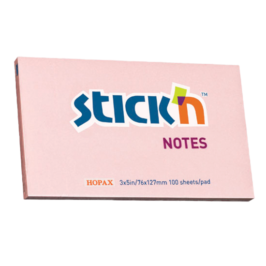 Picture of Adhesive Notes: 76mm X 127mm Pastel Pink Each