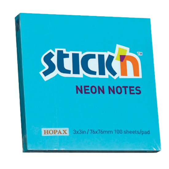 Picture of Adhesive Notes: 76mm X 76mm Neon Blue Each