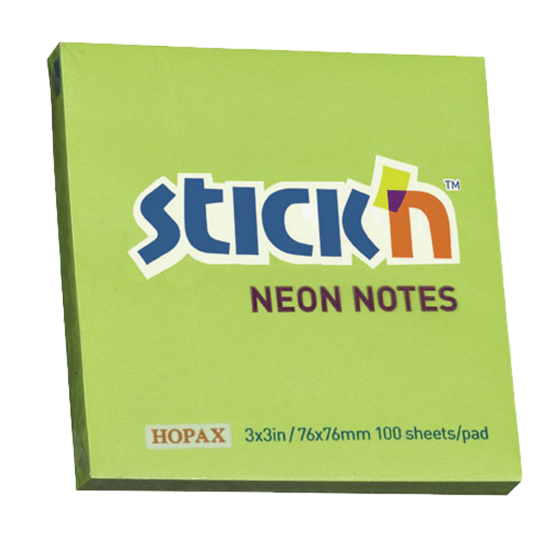 Picture of Adhesive Notes: 76mm X 76mm Neon Lime Each