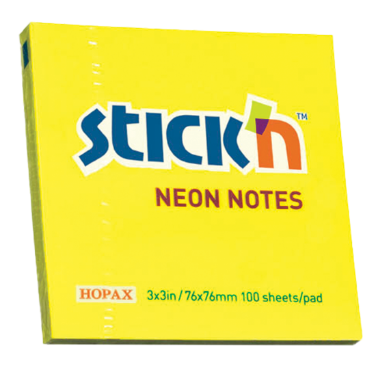 Picture of Adhesive Notes: 76mm X 76mm Neon Lemon Each