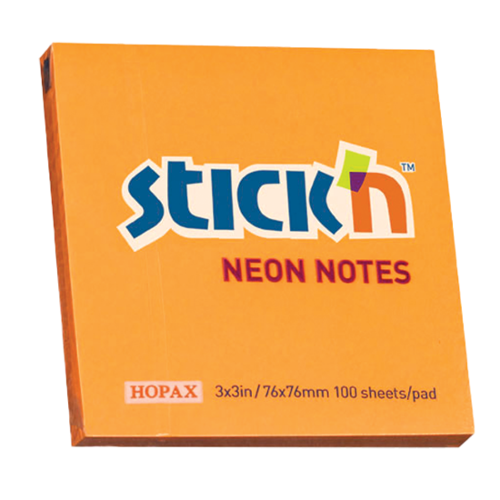 Picture of Adhesive Notes: 76mm X 76mm Neon Orange Each