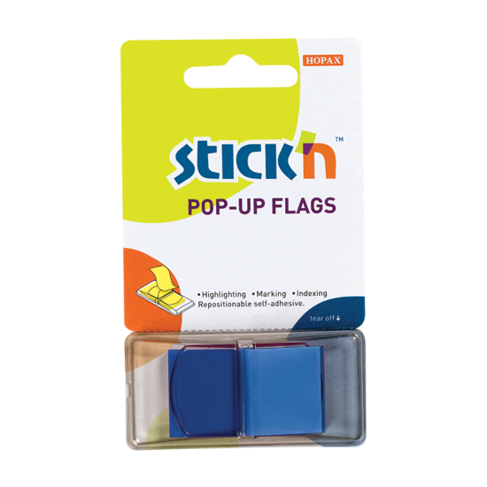 Picture of Adhesive Pop-Up Flags: 45mm X 25mm Neon Blue Box-1