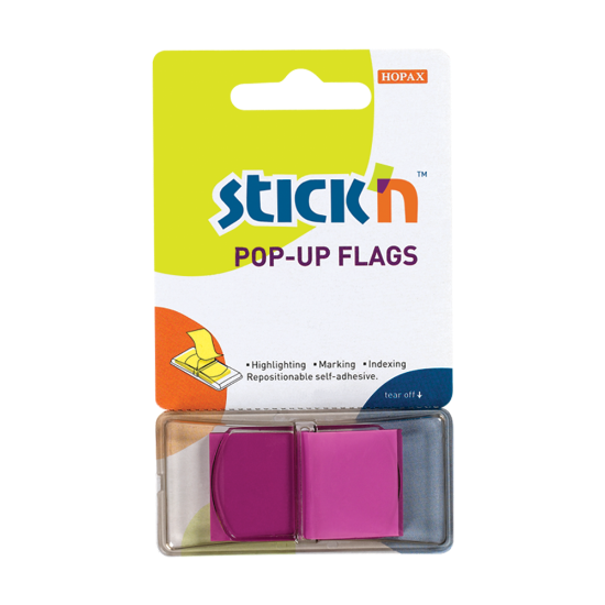 Picture of Adhesive Pop-Up Flags: 45mm X 25mm Neon Purple Box