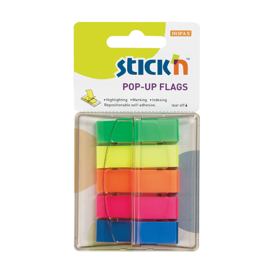 Picture of Adhesive Pop-Up Flags: 45mm X 12mm Neon Assorted E