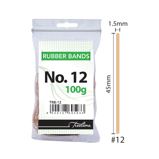 Picture of Rubber Bands 100Gm Bags: No. 12 45 X 1.5mm Beige