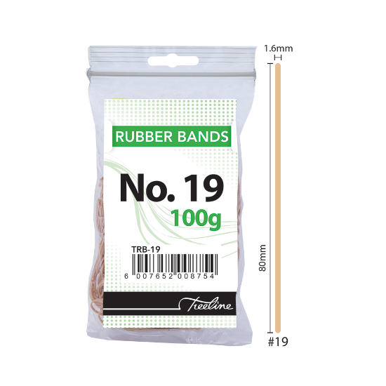 Picture of Rubber Bands 100Gm Bags: No. 19 80 X 1.6mm Beige