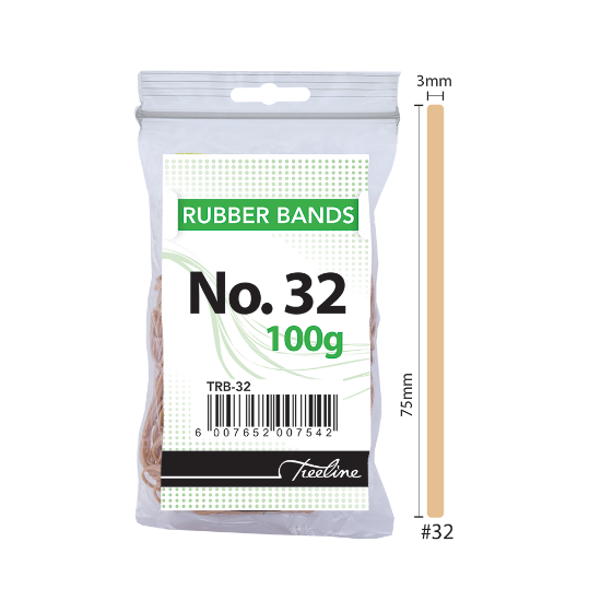 Picture of Rubber Bands 100Gm Bags: No. 32 75 X 3mm Beige