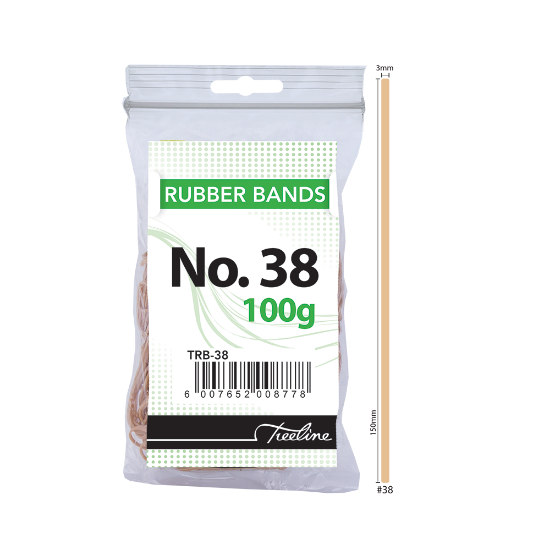 Picture of Rubber Bands 100Gm Bags: No. 38 150 X 3mm Beige