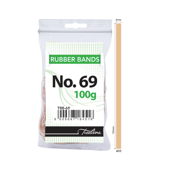 Picture of Rubber Bands 100Gm Bags: No. 69 150 X 6mm Beige