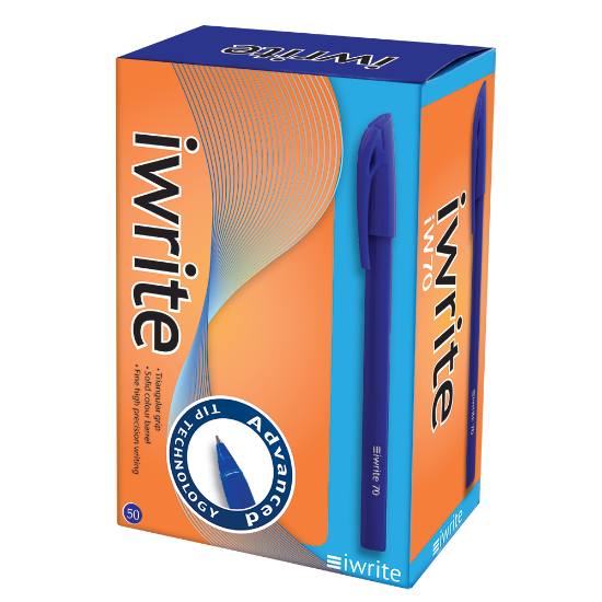 Picture of IWrite Solid Colour Barrel Blue Box-50