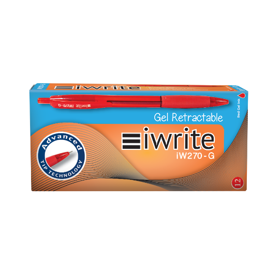 Picture of IWrite Gel Retractable Pen Red Pkt-12