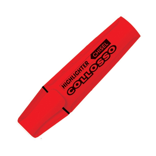 Picture of Collosso Highlighters Chisel Tip Red Box-10