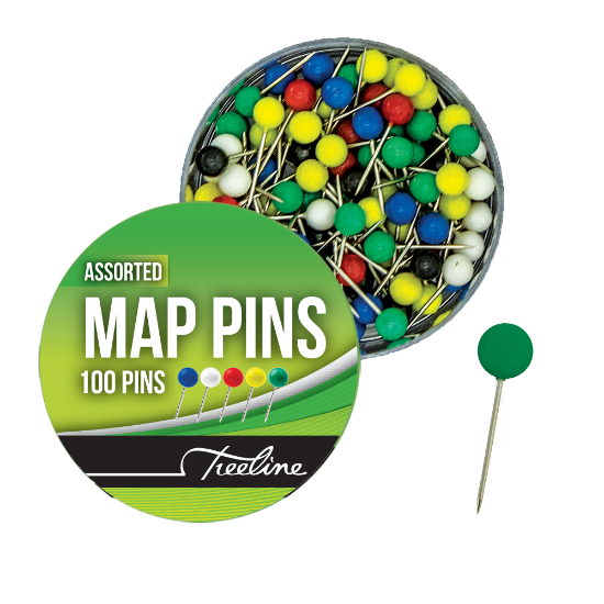 Picture of Map Pins: Asst Colour Map Pins PVC 100'S