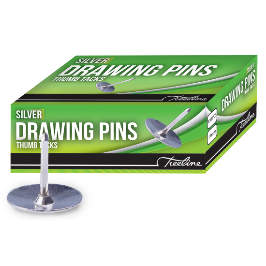 Picture of Drawing Pins: 11mm Silver 100'S Each