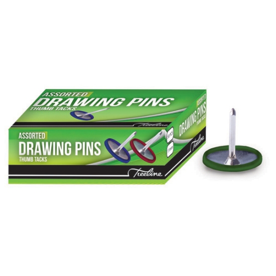 Picture of Drawing Pins: 11mm Colour 50'S 10-Box