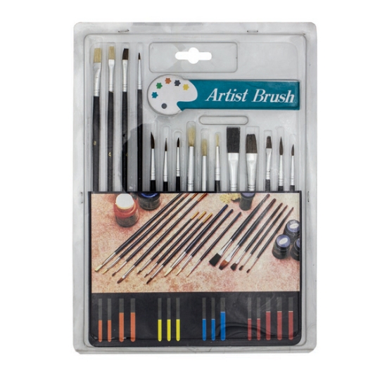 Picture of Paint Brushes: Artist Brush Set 15 Piece Black Sma