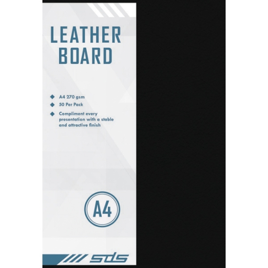 Picture of Board A4 Leather Grain 270 Grams Black Pkt-100