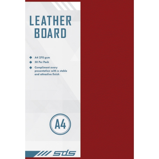 Picture of Board A4 Leather Grain 270 Grams Red Pkt-100