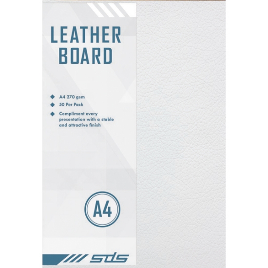 Picture of Board A4 Leather Grain 270 Grams White Pkt-100