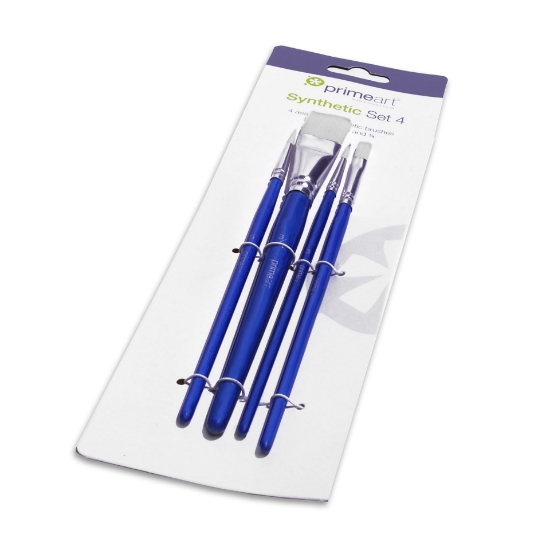 Picture of Carded White Taklon Brush Set - 4pcs