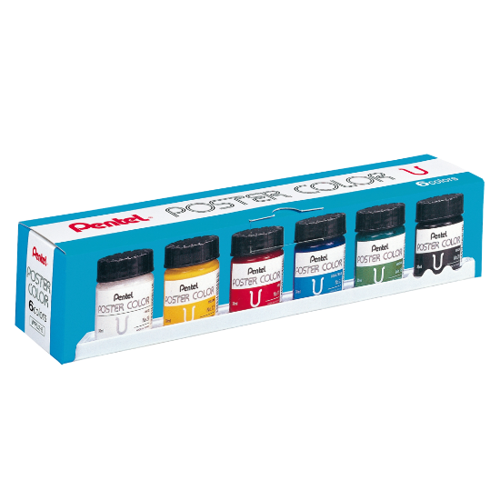 Picture of Pentel Poster Colours Paint Set6 Glass Containers