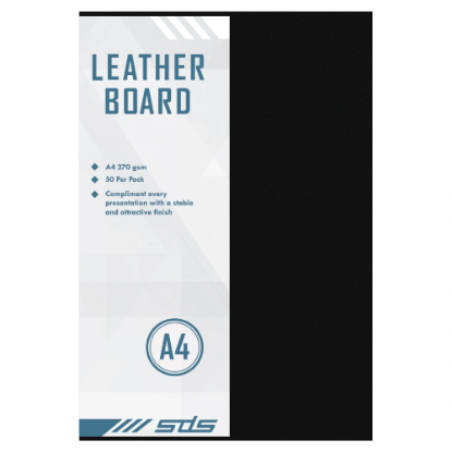 Picture of Board A4 Leather Grain 270 Grams Black Pkt-50