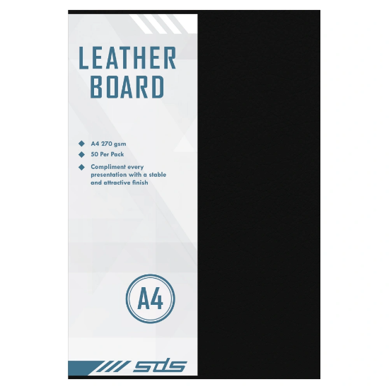 Picture of Board A4 Leather Grain 270 Grams Black Pkt-50
