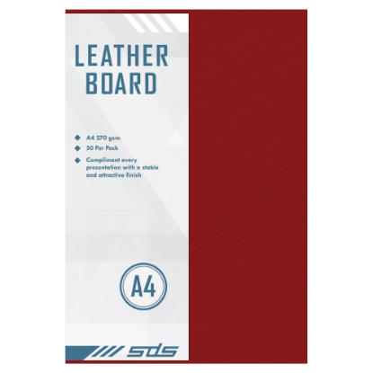 Picture of Board A4 Leather Grain 270 Grams Red Pkt-50