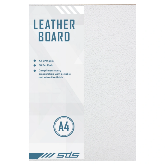 Picture of Board A4 Leather Grain 270 Grams White Pkt-50